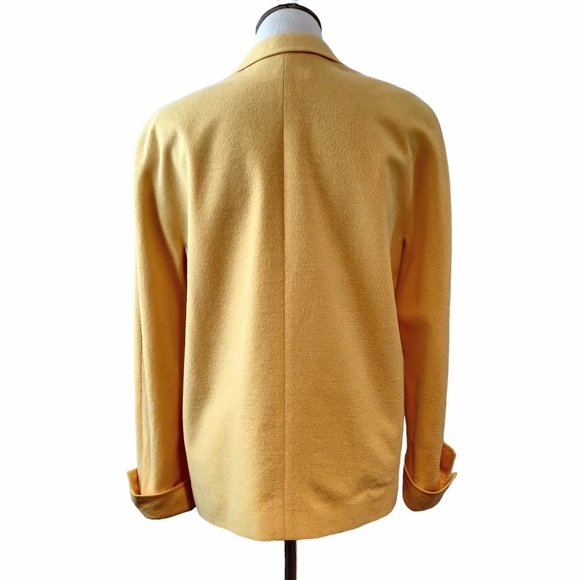 Escada Womens Vtg Yellow Wool Nylon Open Front Pockets Lined Blazer 38 (US M) - Picture 3 of 12